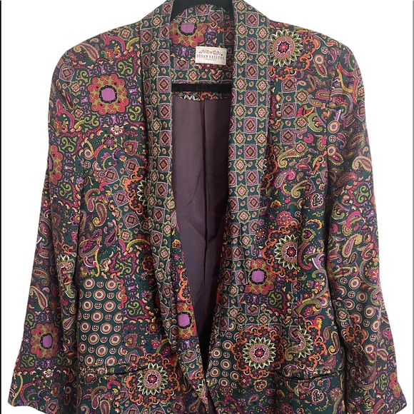 Vintage Susan Bristol Paisley and Floral Print low V-neck Blazer size 12 - Picture 2 of 8